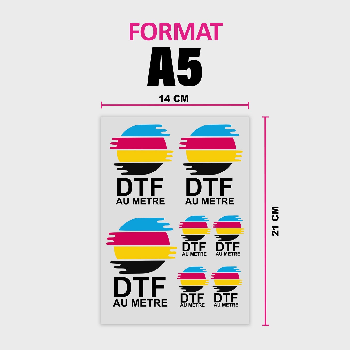 Transfert Dtf au metre, DTF feuille A5, DTF pas chère
